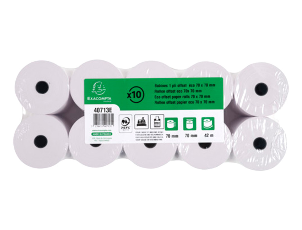 EXACOMPTA - Rollo sumadora electro offset 70 mm x 70 mm 60 g/m2 (Ref. 40713E)