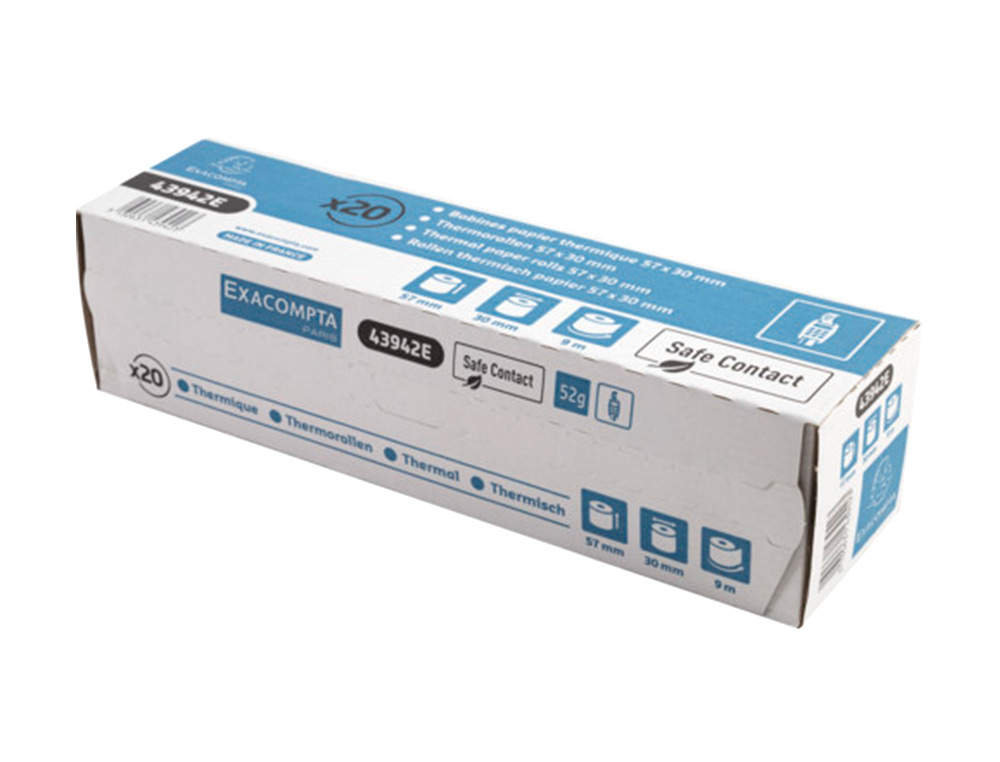 EXACOMPTA - Rollo sumadora safe contact termico 57 mm x 30 mm 52 g/m2 (Ref. 43942E)