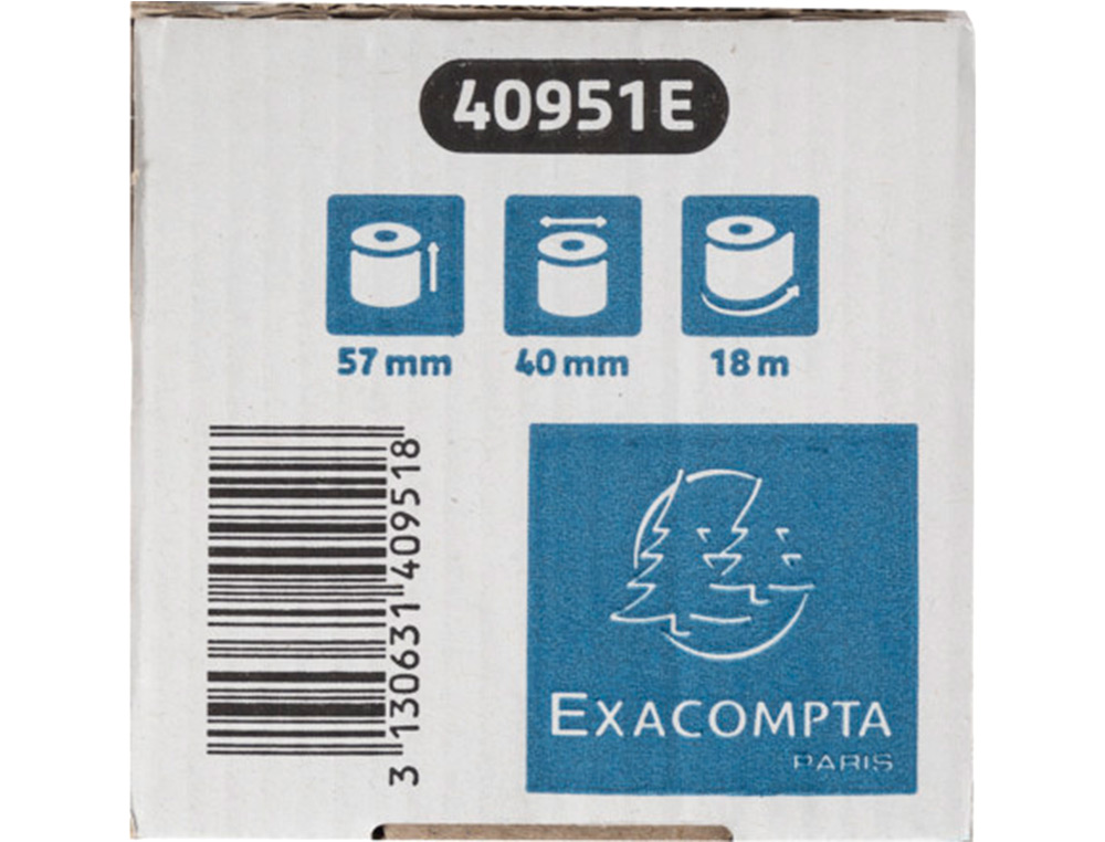 EXACOMPTA - Rollo sumadora safe contact termico 57 mm x 40 mm 52 g/m2 (Ref. 40951E)