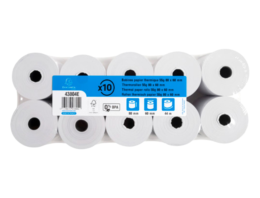 EXACOMPTA - Rollo sumadora termico 80 mm x 60 mm 48 g/m2 (Ref. 43804E)