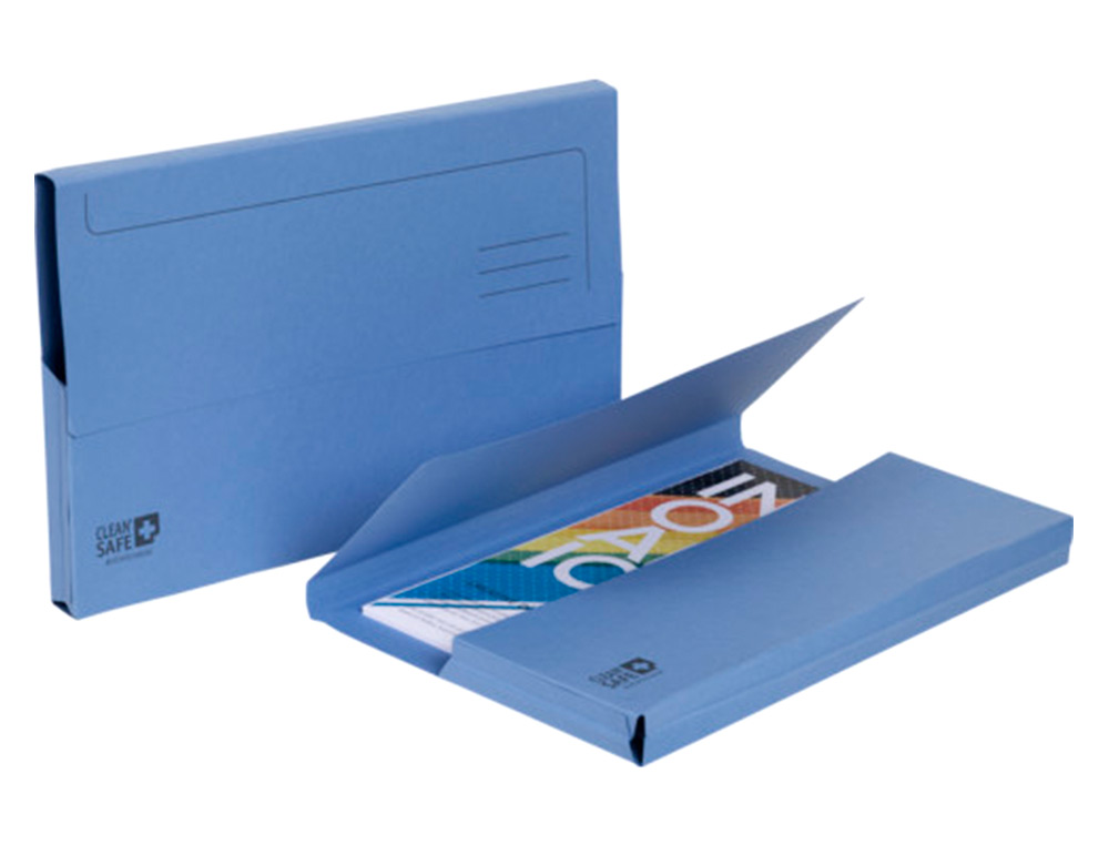 EXACOMPTA - Subcarpeta cartulina clean safe pocket horizontal din A4 con 2 solapas azul 400 gr paquete (Ref. 47222E)