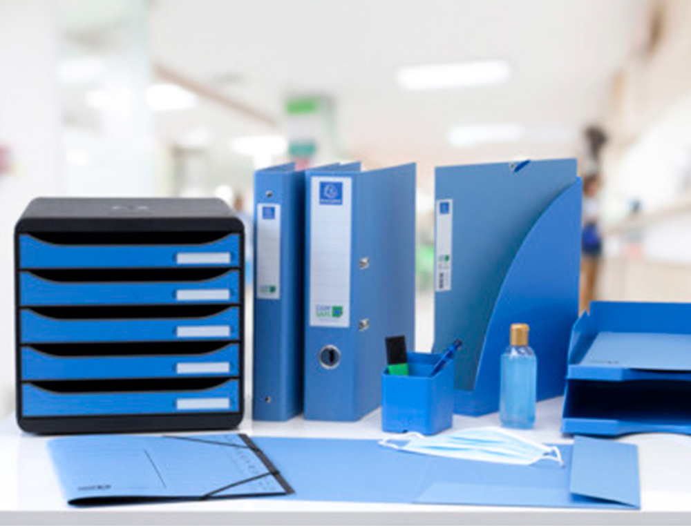 EXACOMPTA - Subcarpeta cartulina clean safe pocket horizontal din A4 con 2 solapas azul 400 gr paquete (Ref. 47222E)