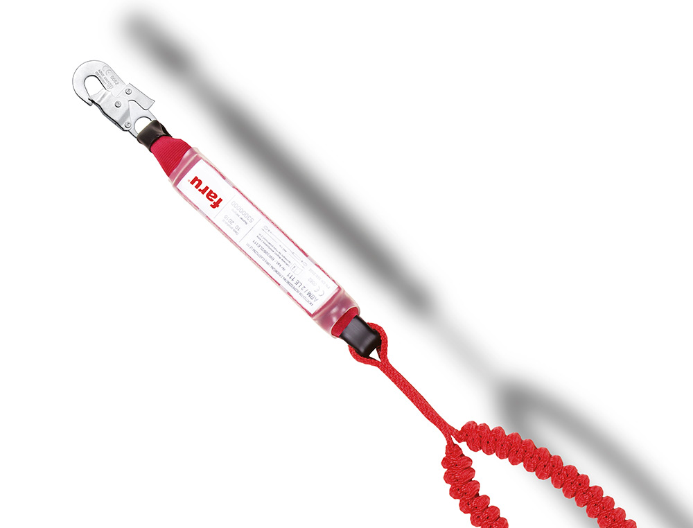 FARU - Anticaidas elastica con absorbedor de energia doble cuerda mosqueton doble gancho de acero 50 mm (Ref. C7311)
