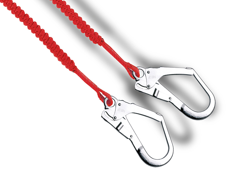 FARU - Anticaidas elastica con absorbedor de energia doble cuerda mosqueton doble gancho de acero 50 mm (Ref. C7311)