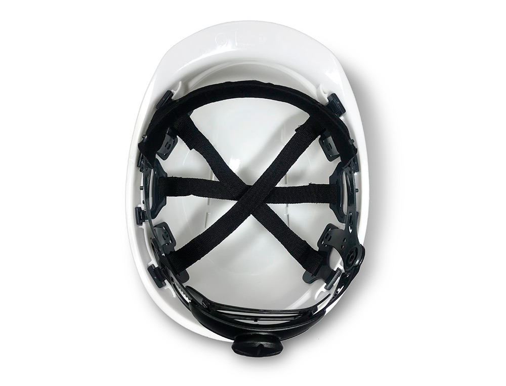 FARU - Casco polietileno ventilado 6 puntos fijacion ajuste ruleta color blanco (Ref. C20RV-BL)