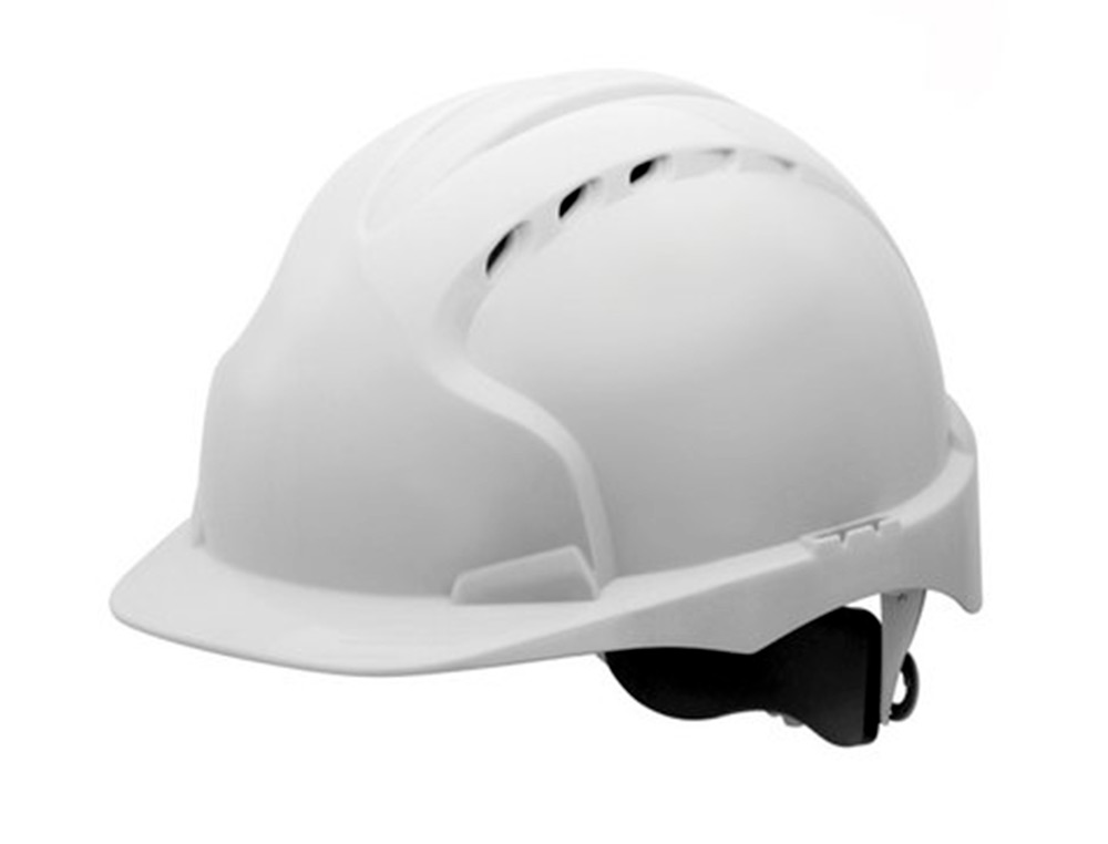 FARU - Casco polietileno ventilado 6 puntos fijacion ajuste ruleta color blanco (Ref. C20RV-BL)