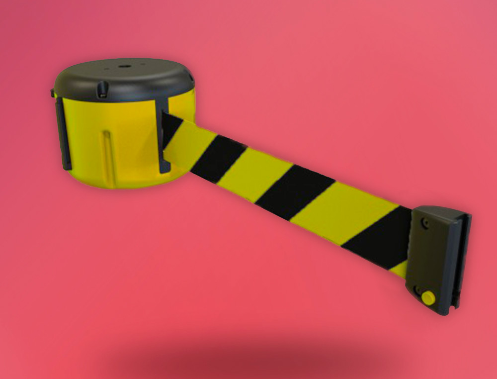 FARU - Cinta portatil retractil plastificada amarilla/negra longitud 9 mt (Ref. D190AN)