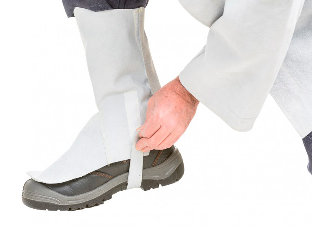 FARU - Polaina para soldador cuero al cromo ajustable con velcro y hebilla 40 cm (Ref. C63)