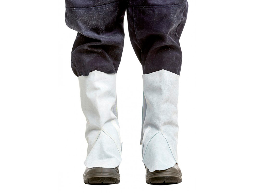 FARU - Polaina para soldador cuero al cromo ajustable con velcro y hebilla 40 cm (Ref. C63)
