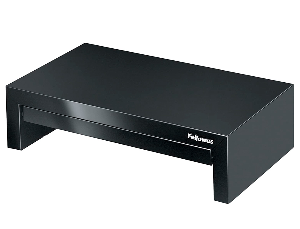 FELLOWES - Soporte para monitor designer suites ajustable 3 alturas con bandeja negro 406x111x244 mm hasta 18 kg (Ref. 8038101)