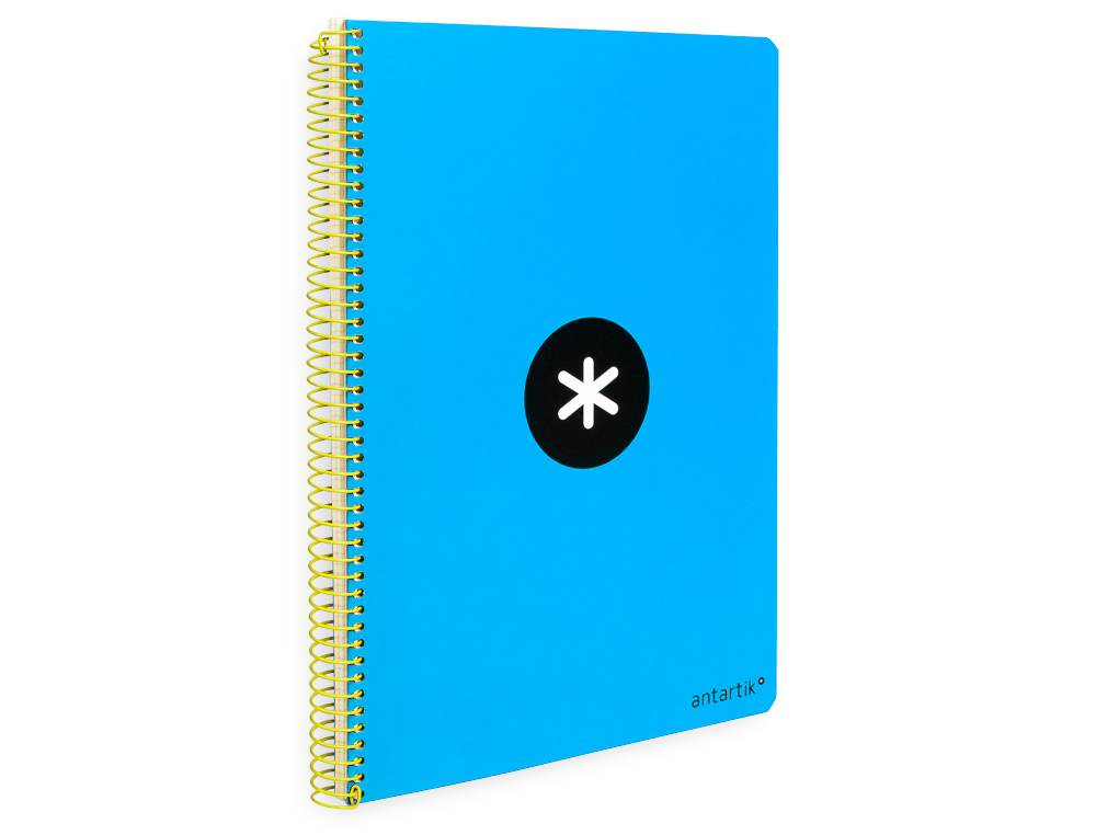 ANTARTIK - Cuaderno espiral liderpapel A4 tapa dura 80h 100gr cuadro 4mm con margen color azul (Ref. KB08)