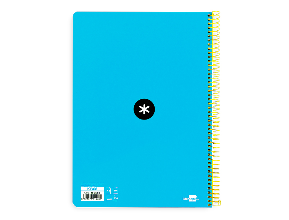 ANTARTIK - Cuaderno espiral liderpapel A4 tapa dura 80h 100gr cuadro 4mm con margen color azul (Ref. KB08)