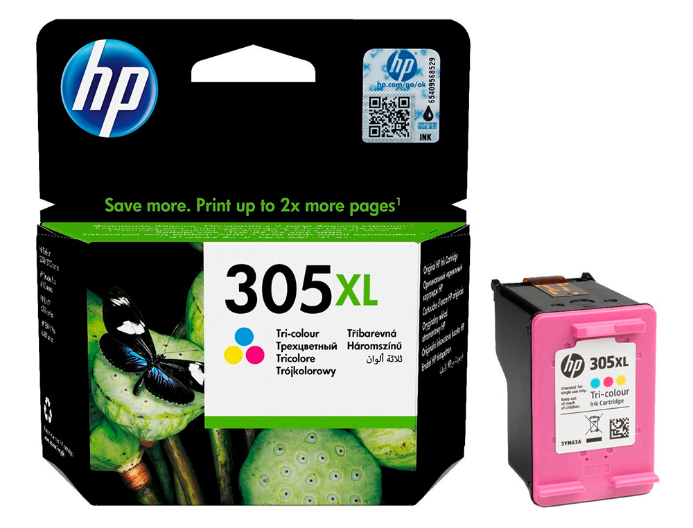 HP - Ink-jet 305xl deskjet 1210 / 1212 / 1255 / 2732 / 2752 / 4155 / 4158 envy 6020 / 6052 /6055 / 6420 tricolor 200 (Ref. 3YM63AE)