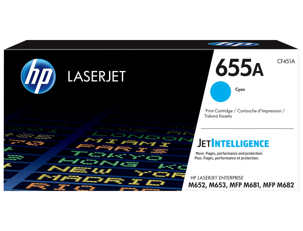 HP - Toner 655a laserjet m652 / m653 / mfp m681 / mfp m682 cian 10500 paginas (Ref. CF451A)