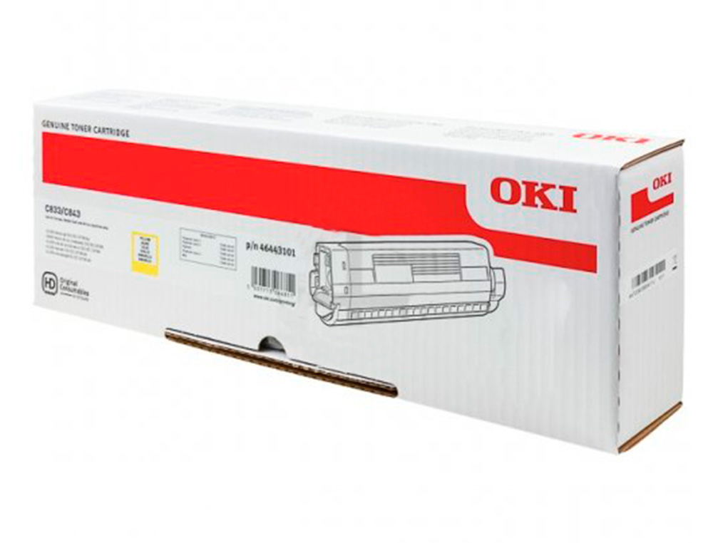 HP - Toner oki laser 46443101 c833 / c843 amarillo 10000 paginas (Ref. 46443101)