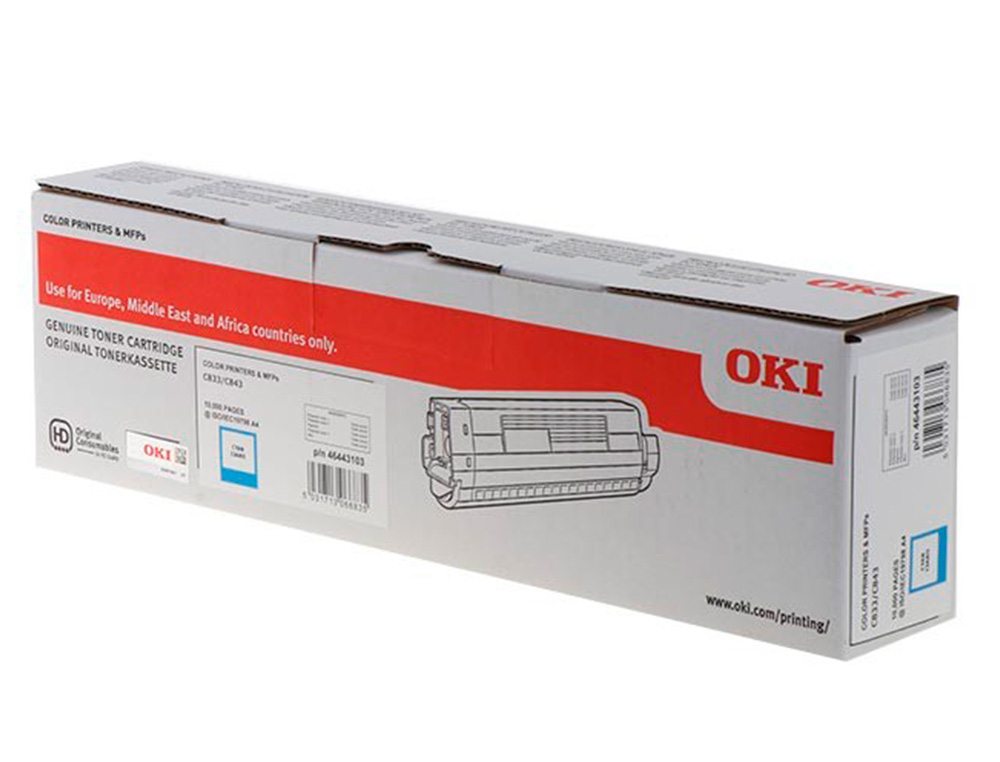 HP - Toner oki laser 46443103 c833 / c843 cian 10000 paginas (Ref. 46443103)