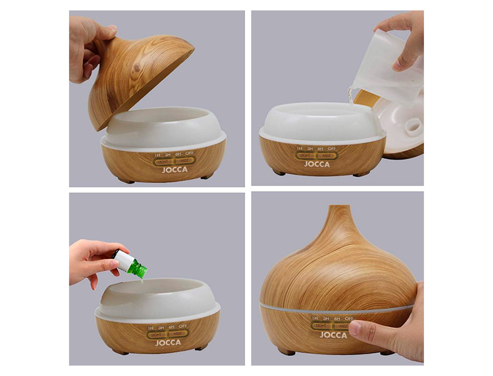 JOCCA - Difusor de aromas 7 modos iluminacion incluye usb capacidad 300 ml 170x170x170 mm (Ref. 1436)