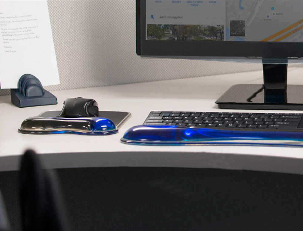 KENSINGTON - Alfombrilla para raton duo gel con reposamuñecas color negro/azul 240x182x25 mm (Ref. 62401)