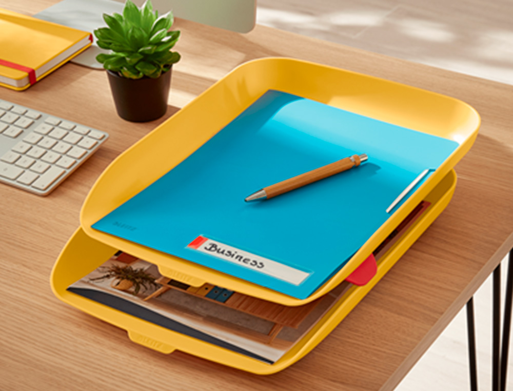 LEITZ - Bandeja sobremesa plastico cosy set de 2 unidades amarillo 274x81x407 mm (Ref. 53581019)