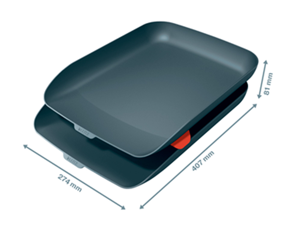 LEITZ - Bandeja sobremesa plastico cosy set de 2 unidades gris 274x81x407 mm (Ref. 53581089)