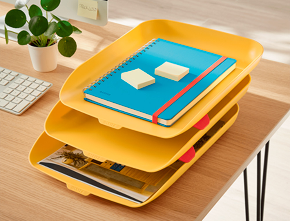 LEITZ - Bandeja sobremesa plastico cosy set de 3 unidades amarillo 274x120x456 mm (Ref. 53582019)