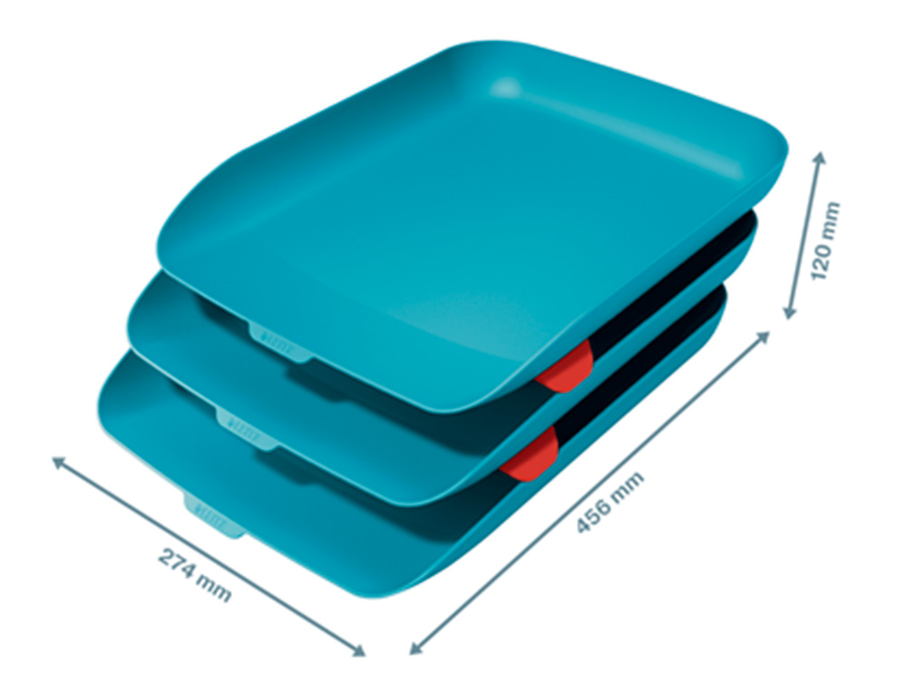 LEITZ - Bandeja sobremesa plastico cosy set de 3 unidades azul 274x120x456 mm (Ref. 53582061)