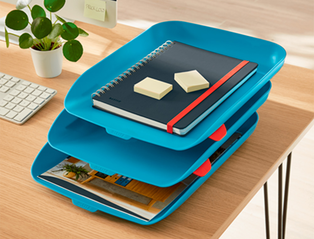 LEITZ - Bandeja sobremesa plastico cosy set de 3 unidades azul 274x120x456 mm (Ref. 53582061)