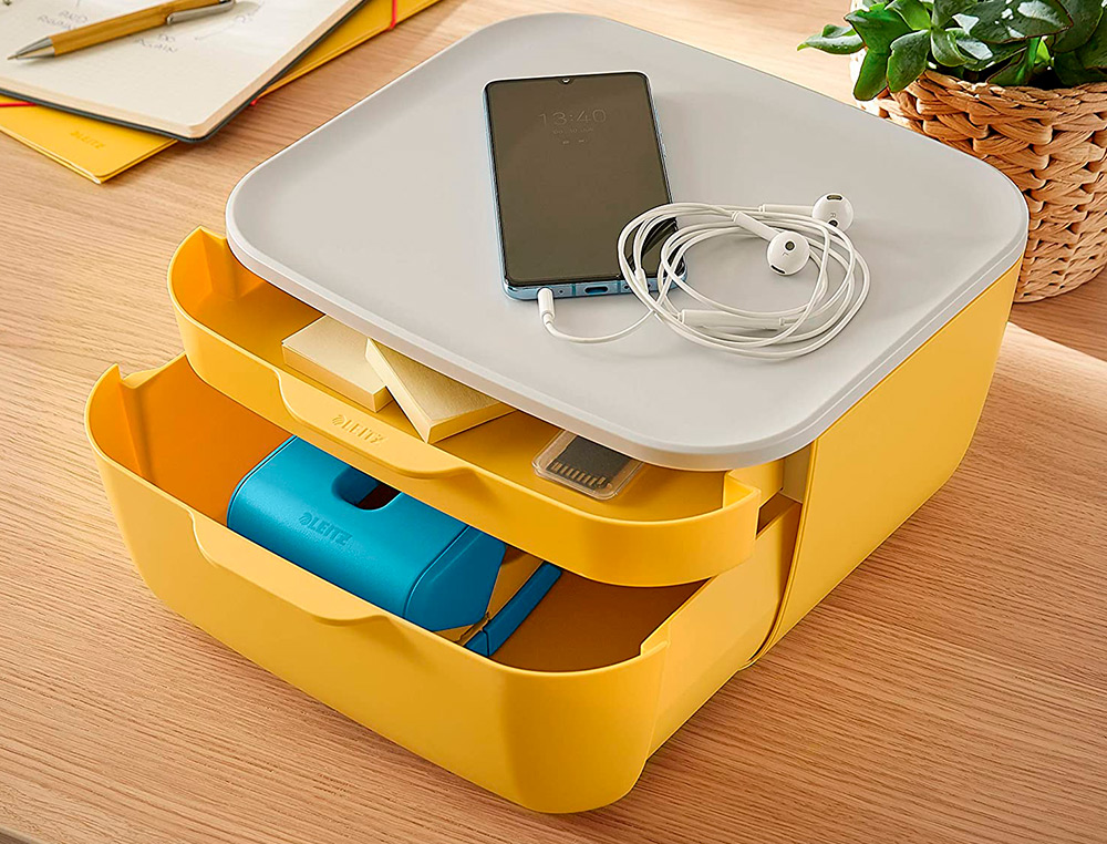 LEITZ - Fichero cajones de sobremesa cosy 2 cajones amarillo (Ref. 53570019)