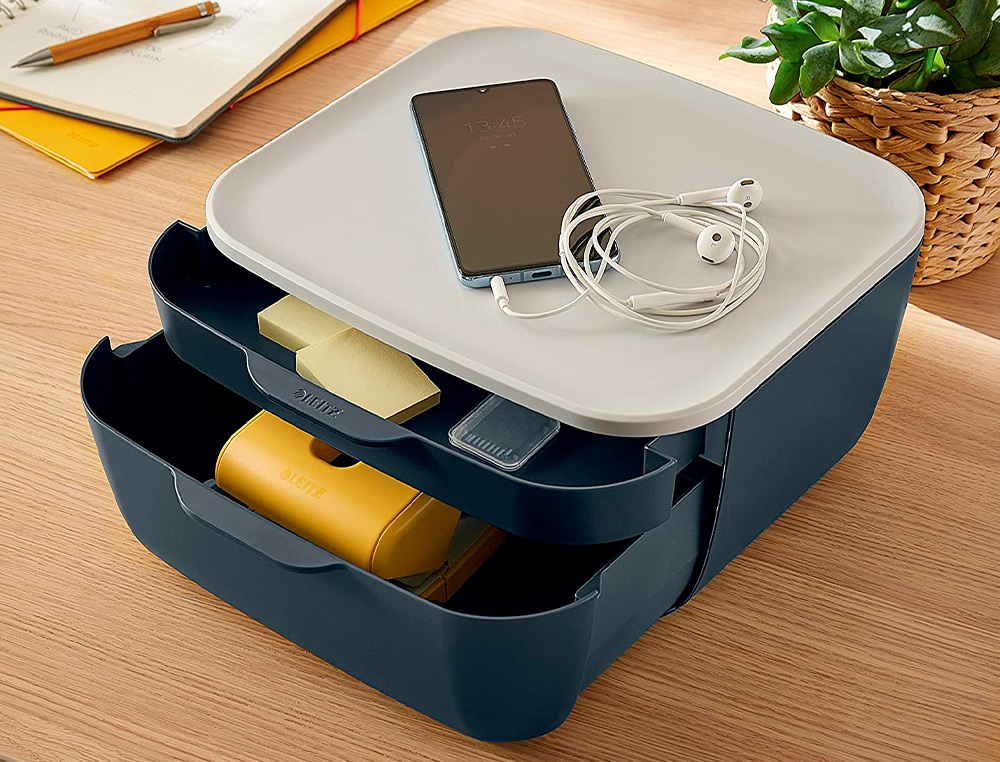 LEITZ - Fichero cajones de sobremesa cosy 2 cajones gris (Ref. 53570089)