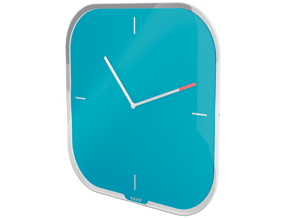 LEITZ - Reloj cosy de pared silencioso cristal 30x30 cm azul (Ref. 90170061)