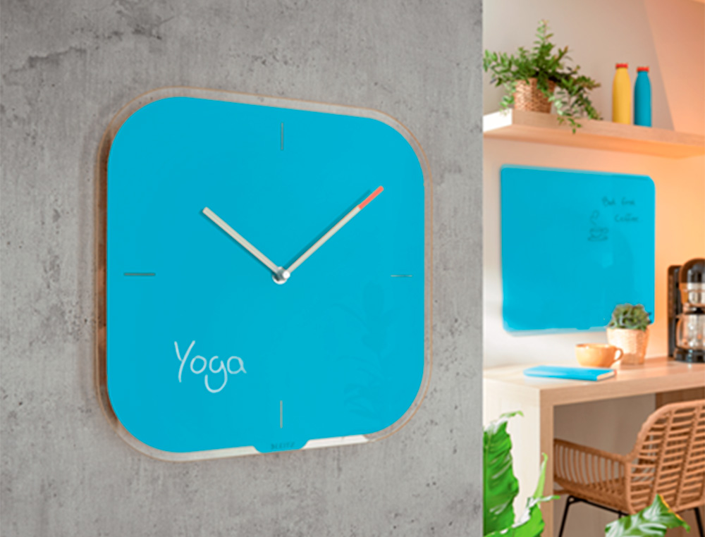 LEITZ - Reloj cosy de pared silencioso cristal 30x30 cm azul (Ref. 90170061)