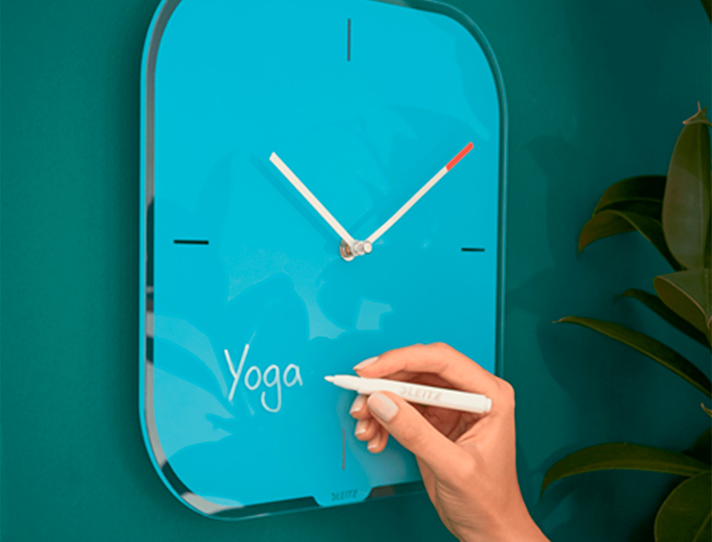LEITZ - Reloj cosy de pared silencioso cristal 30x30 cm azul (Ref. 90170061)
