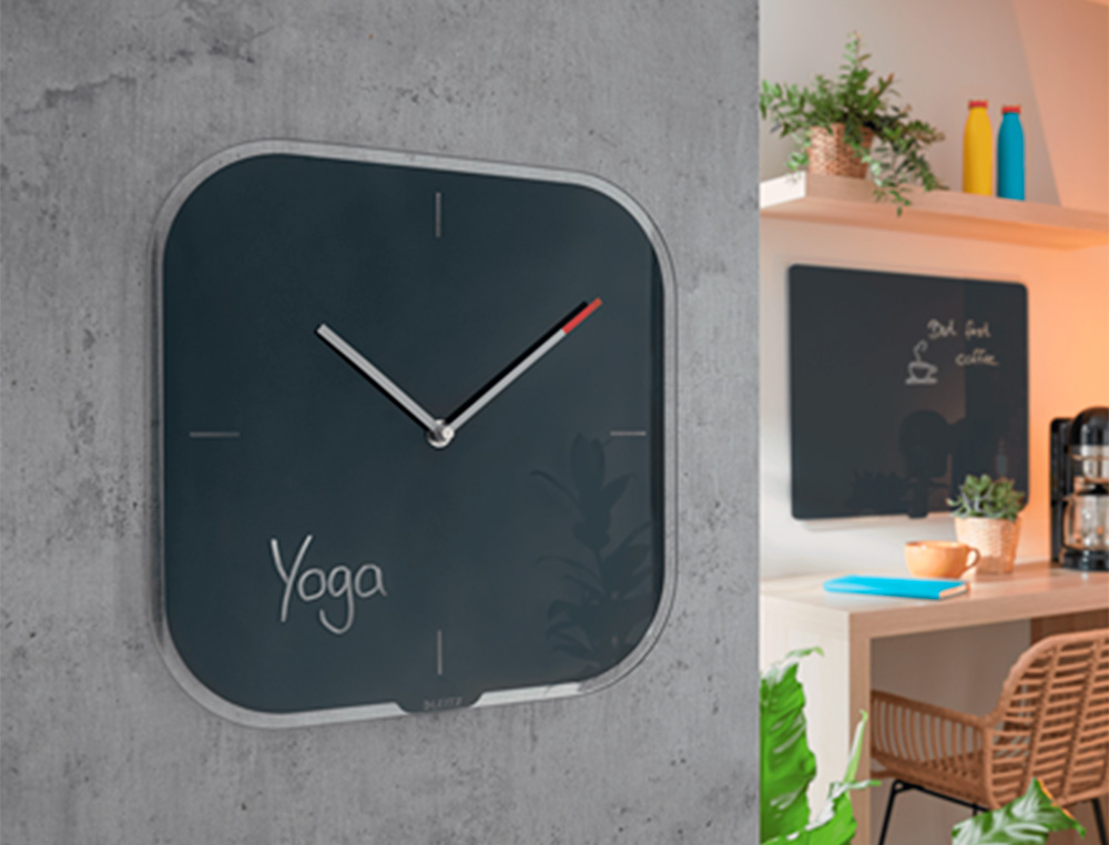 LEITZ - Reloj cosy de pared silencioso cristal 30x30 cm gris (Ref. 90170089)