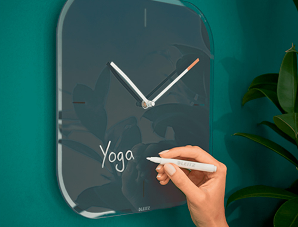 LEITZ - Reloj cosy de pared silencioso cristal 30x30 cm gris (Ref. 90170089)