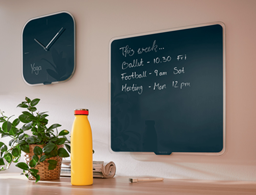 LEITZ - Reloj cosy de pared silencioso cristal 30x30 cm gris (Ref. 90170089)