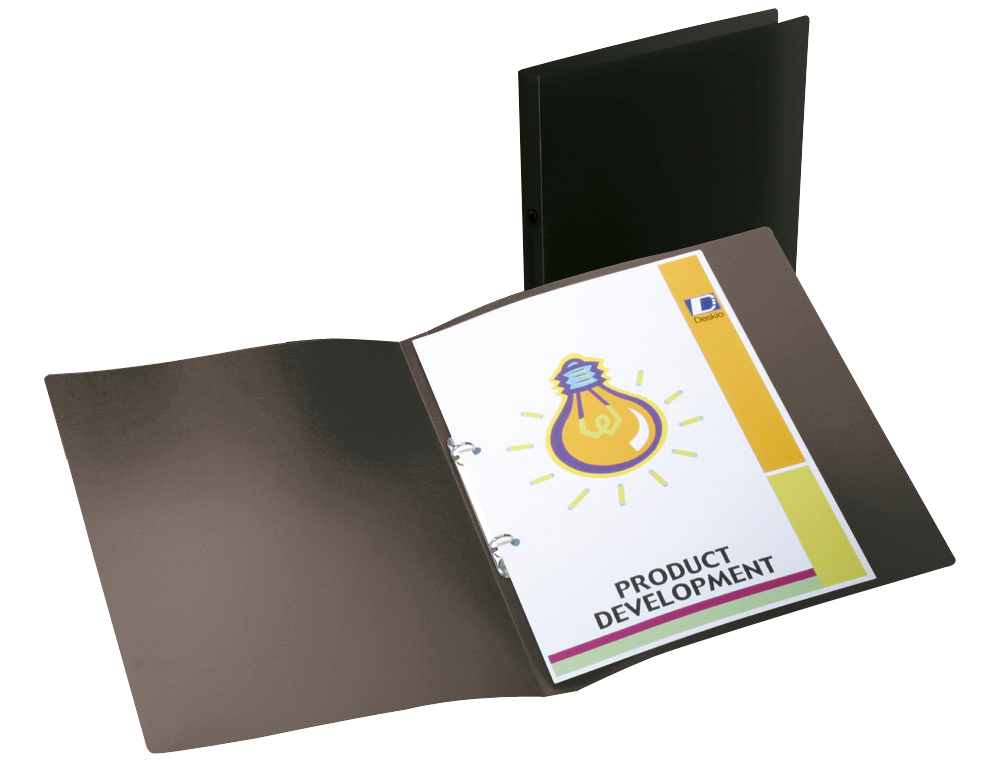 LIDERPAPEL - Carpeta 2 anillas mixtas mini 15 mm polipropileno din A4 negro opaco (Ref. CA99)