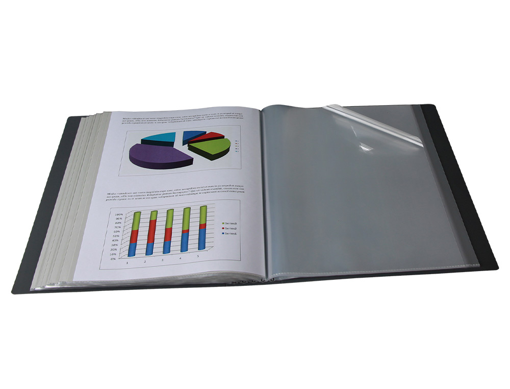 LIDERPAPEL - Carpeta 30 fundas canguro pp din A4 negro opaco portada y lomo personalizable (Ref. JC17)