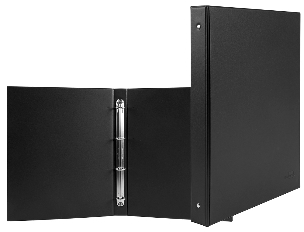 LIDERPAPEL - Carpeta 4 anillas 25 mm redodas plastico folio color negro (Ref. CA97)