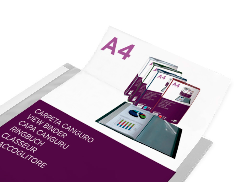 LIDERPAPEL - Carpeta 60 fundas canguro pp din A4 transparenteportada y lomo personalizable (Ref. JC23)