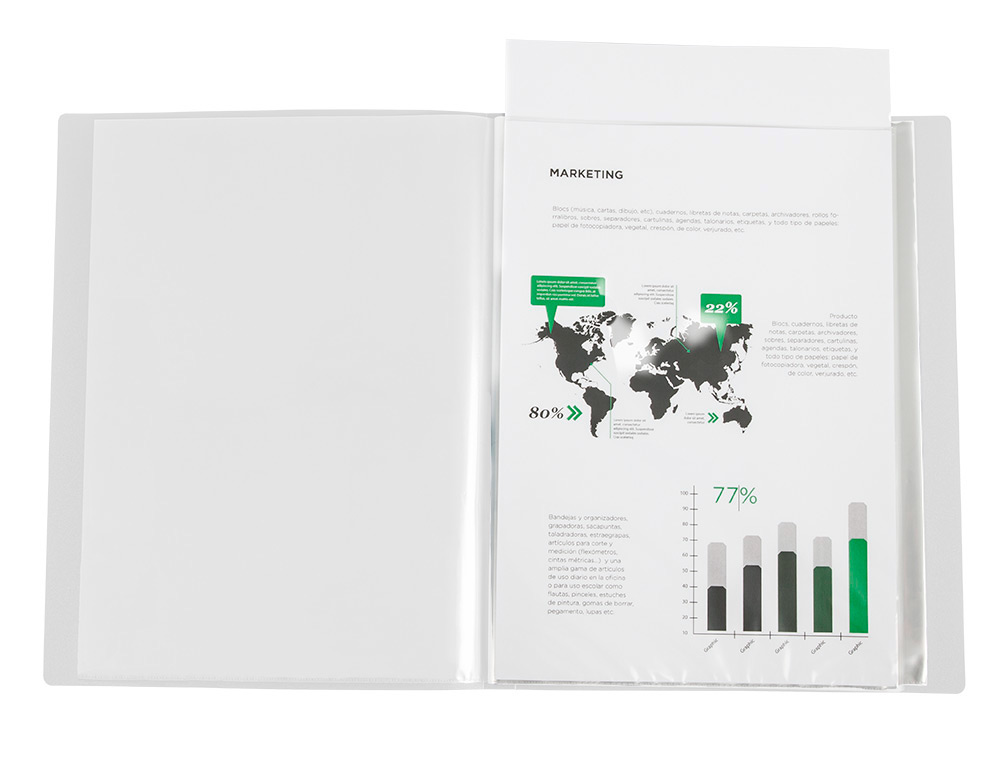 LIDERPAPEL - Carpeta 60 fundas canguro pp din A4 transparenteportada y lomo personalizable (Ref. JC23)