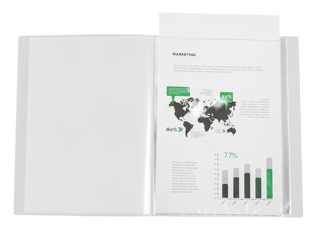 LIDERPAPEL - Carpeta 80 fundas canguro pp din A4 transparenteportada y lomo personalizable (Ref. JC28)