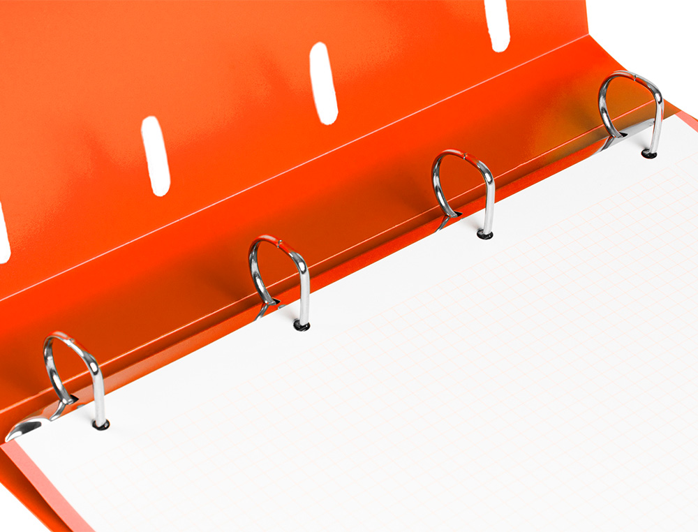 LIDERPAPEL - Carpeta con recambio A4 cuadro 5mm 100 hojas 80g polipropileno 4 anillas 25mm color naranja (Ref. CH58)