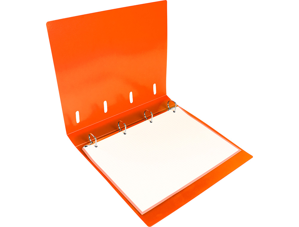 LIDERPAPEL - Carpeta con recambio A4 cuadro 5mm 100 hojas 80g polipropileno 4 anillas 25mm color naranja (Ref. CH58)