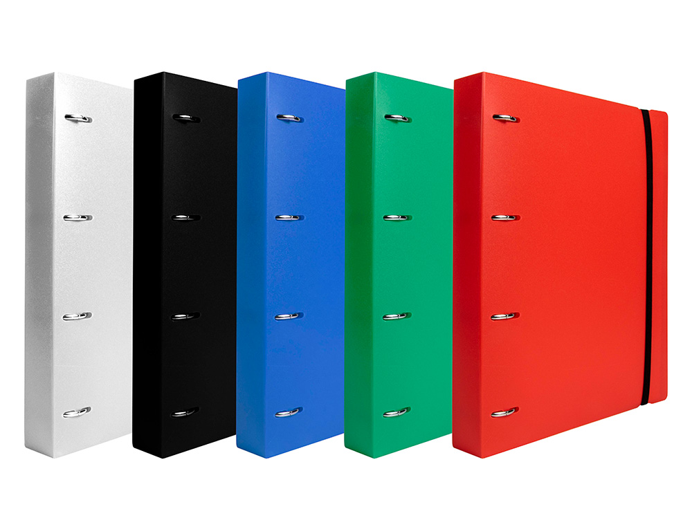 LIDERPAPEL - Carpeta con recambio A4 cuadro 5mm 100 hojas 80g polipropileno 4 anillas 25mm color naranja (Ref. CH58)