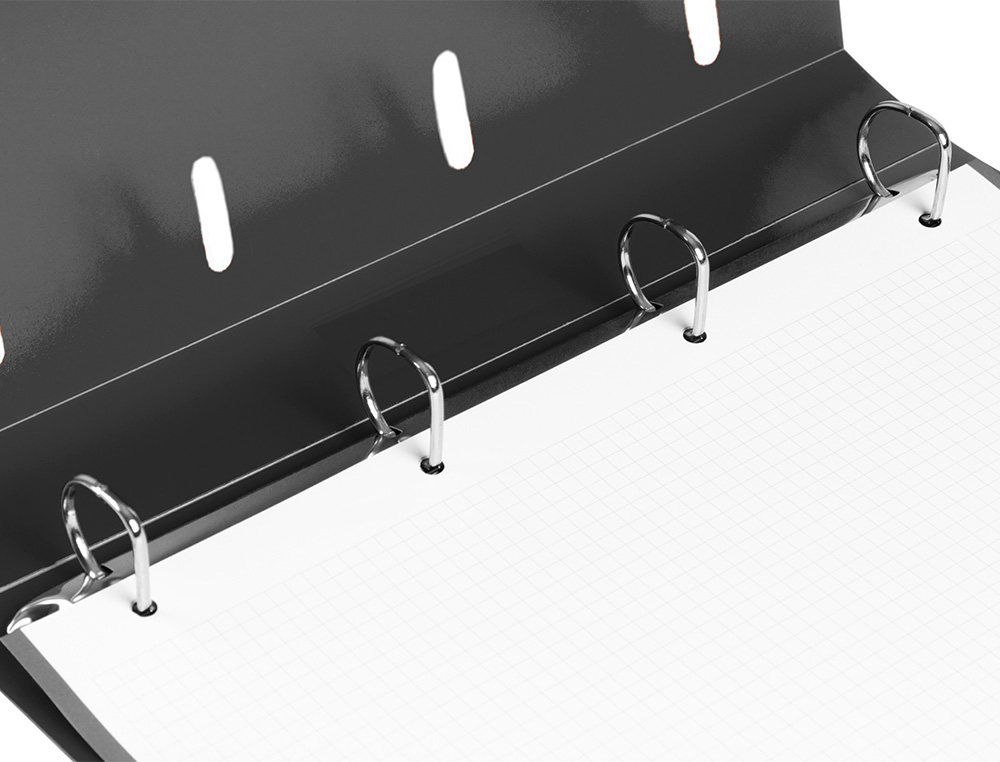 LIDERPAPEL - Carpeta con recambio A4 cuadro 5mm 100 hojas 80g polipropileno 4 anillas mixtas 25mm negro (Ref. CH52)