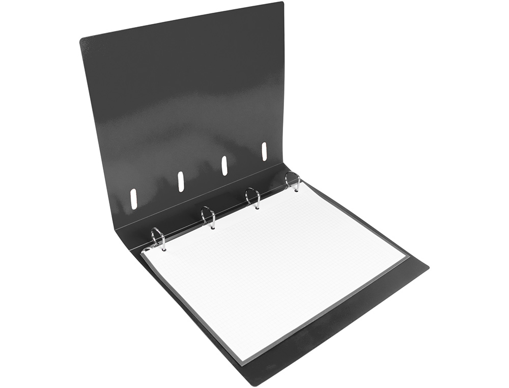 LIDERPAPEL - Carpeta con recambio A4 cuadro 5mm 100 hojas 80g polipropileno 4 anillas mixtas 25mm negro (Ref. CH52)