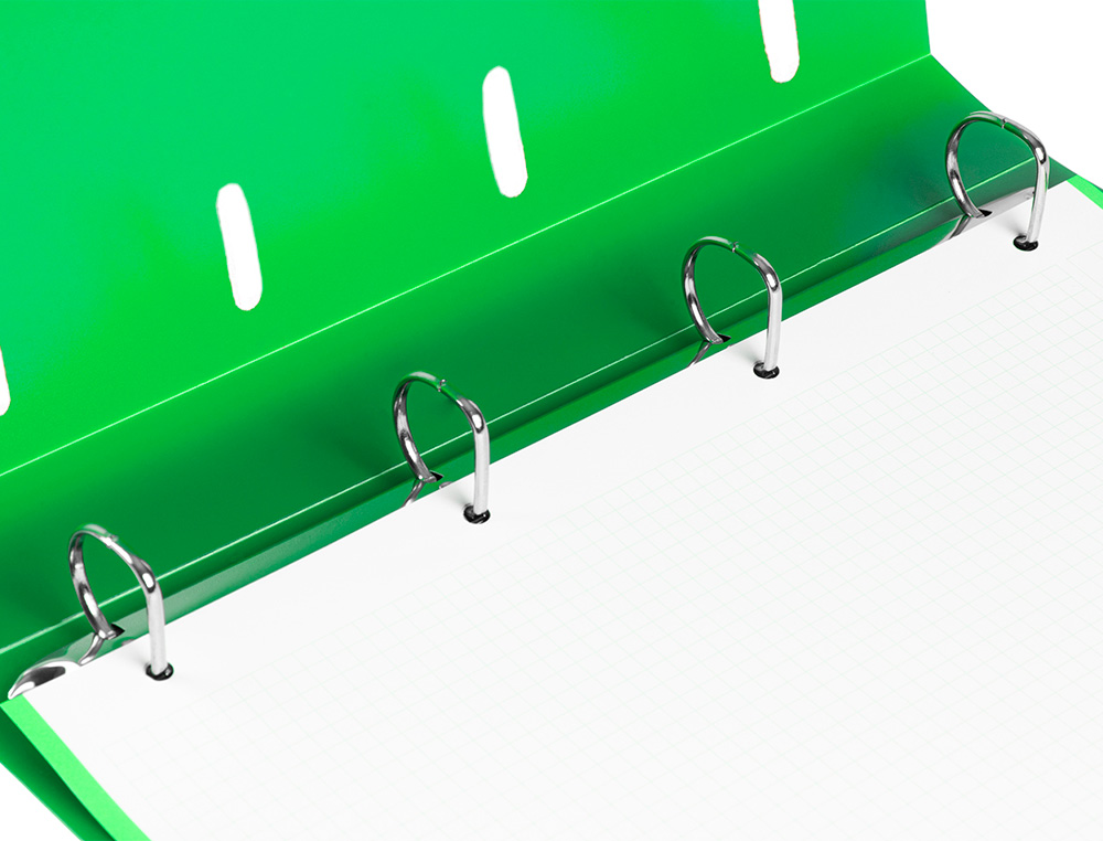 LIDERPAPEL - Carpeta con recambio A4 cuadro 5mm 100 hojas 80g polipropileno 4 anillas mixtas 25mm verde (Ref. CH56)