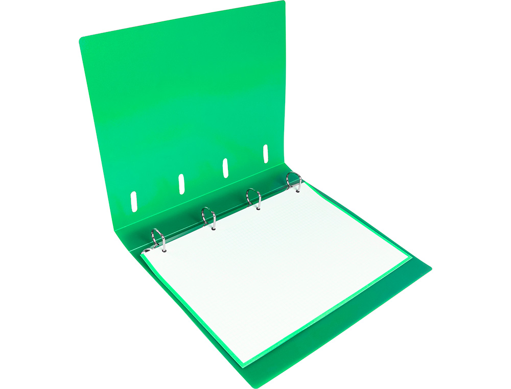 LIDERPAPEL - Carpeta con recambio A4 cuadro 5mm 100 hojas 80g polipropileno 4 anillas mixtas 25mm verde (Ref. CH56)