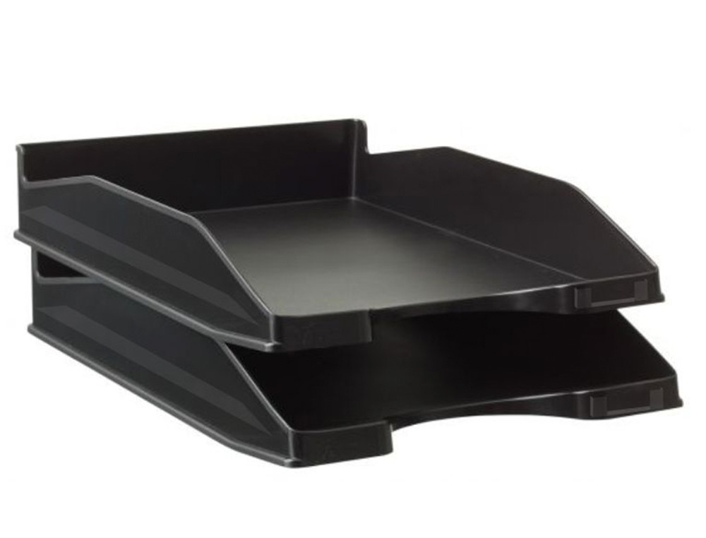 ARCHIVO 2000 - Bandeja sobremesa antimicrobiana sanitized plastico negro apilable 3 posiciones para formatos din (Ref. 742AM NE)