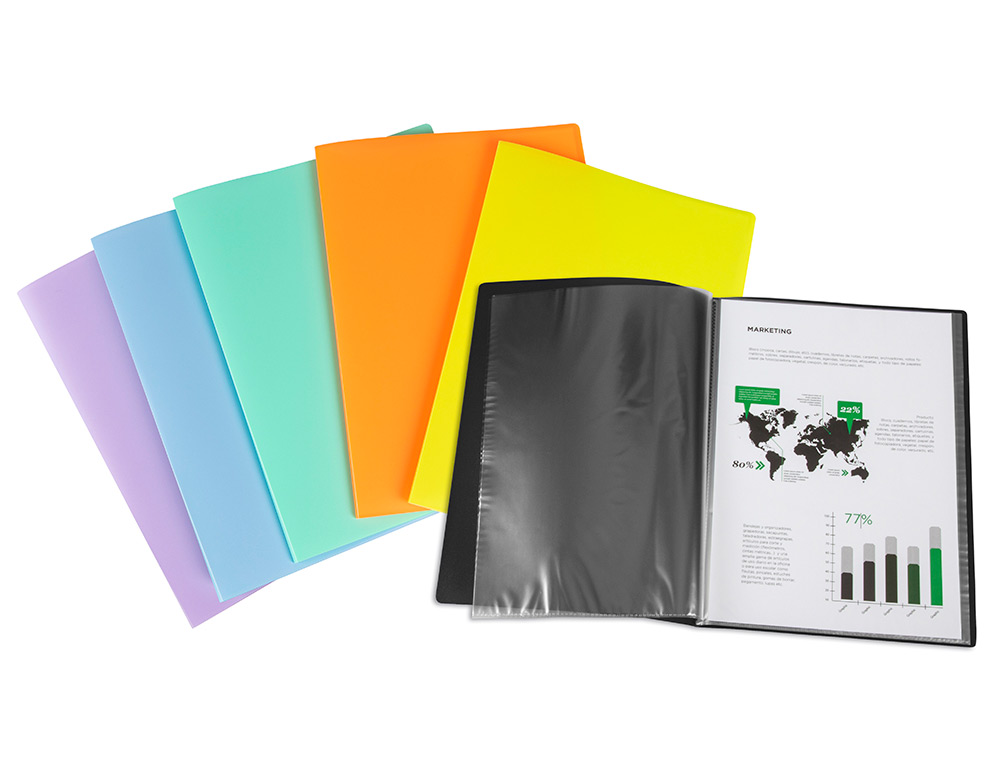 LIDERPAPEL - Carpeta escaparate 60 fundas polipropileno din A4 celeste opaco (Ref. EC88)